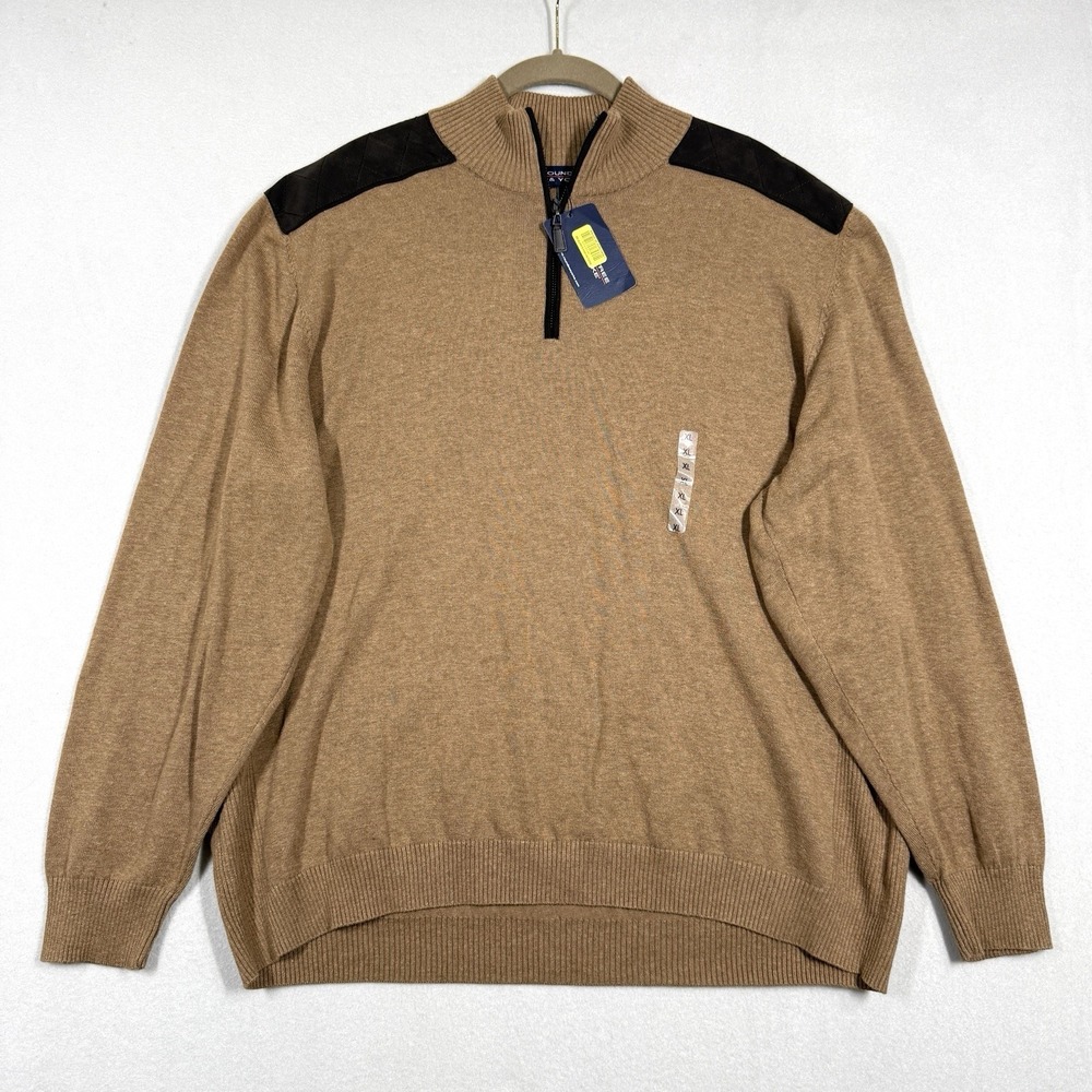 Roundtree and Yorke Sweater Mens XL 1/4 Zip Pullover Military Shoulder Patch NWT